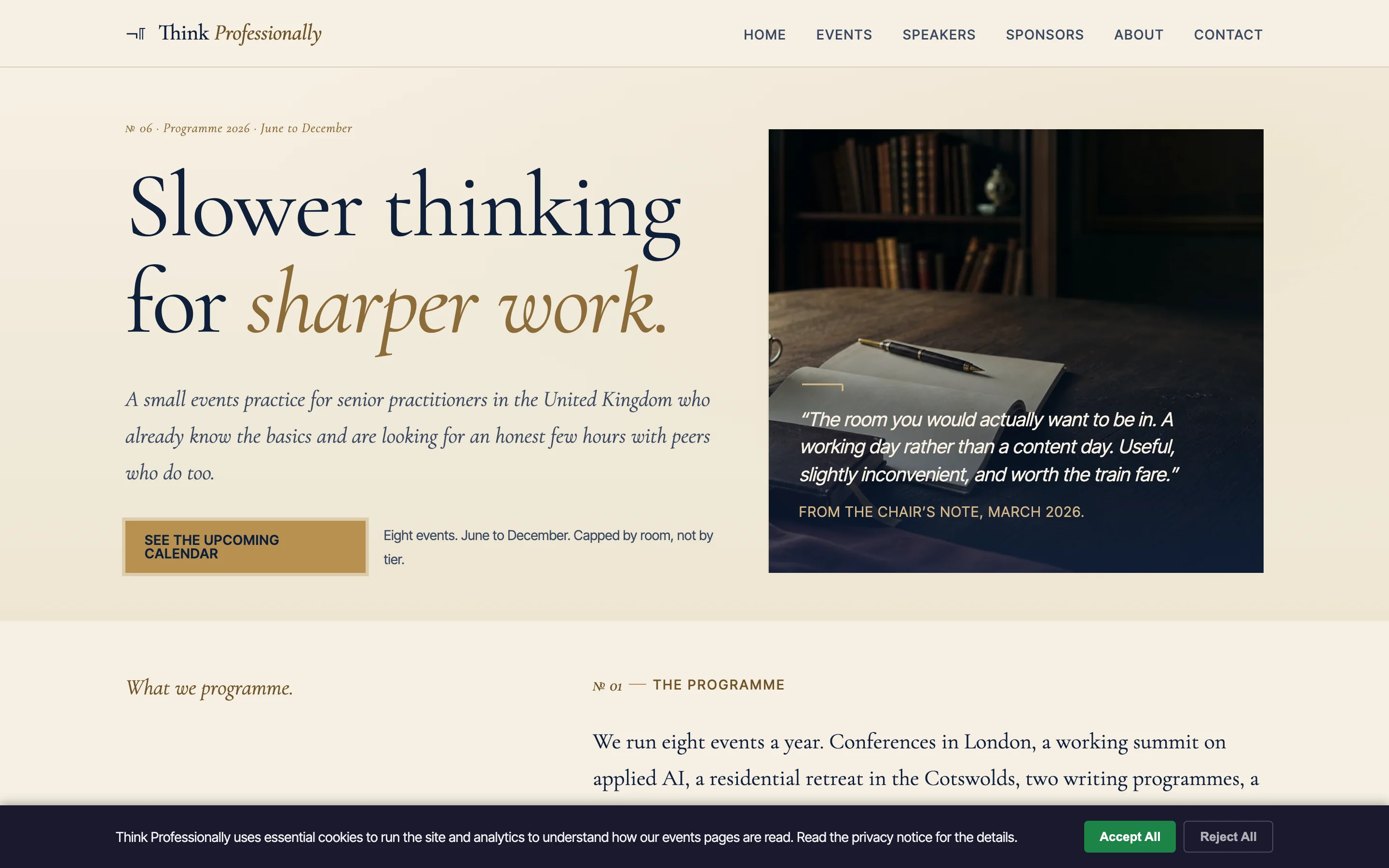 Home screenshot of Think Professionally