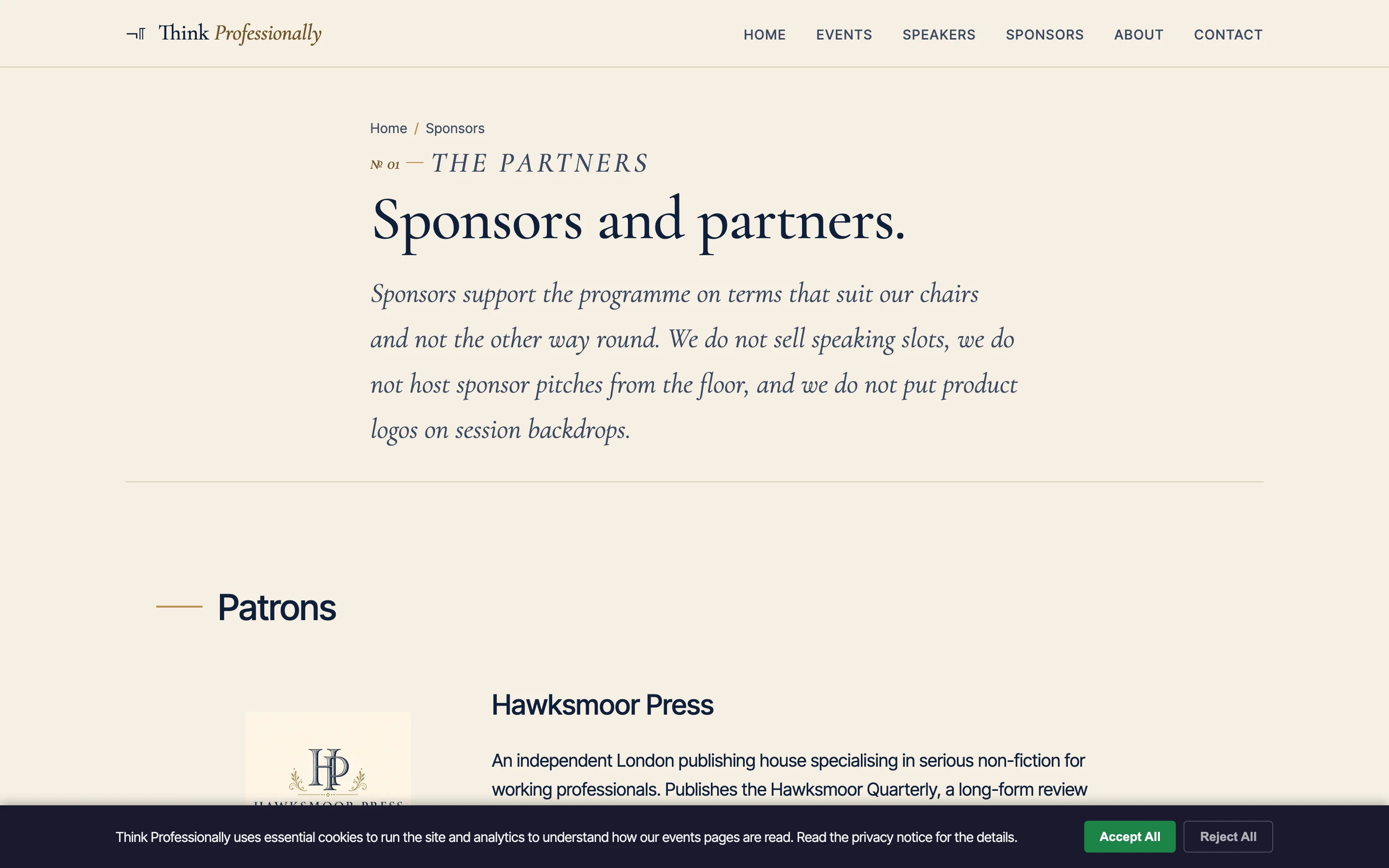 Sponsors screenshot